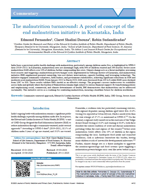 The malnutrition turnaround: A proof of concept of the end malnutrition initiative in Karnataka, India